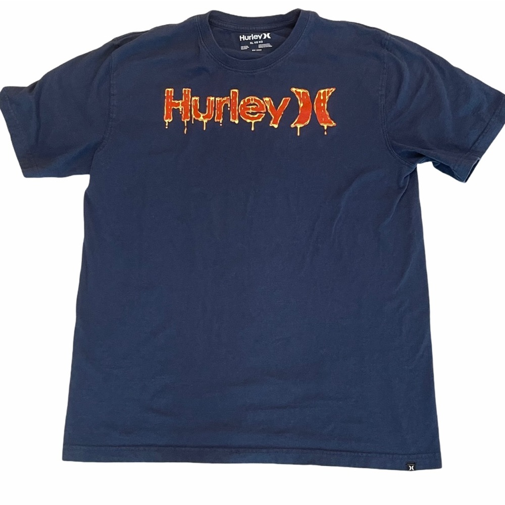 HURLEY Blue Short Sleeve Big Logo T-shirt Size XL